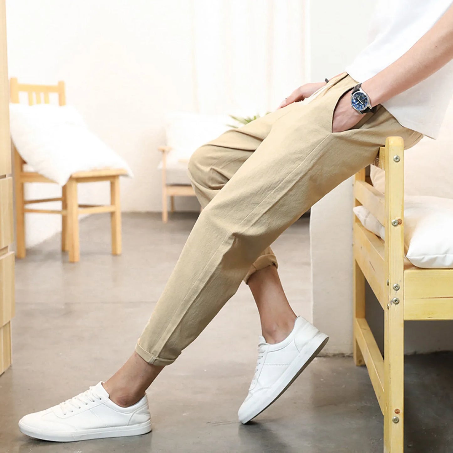 Men'S Solid Color Casual Trousers