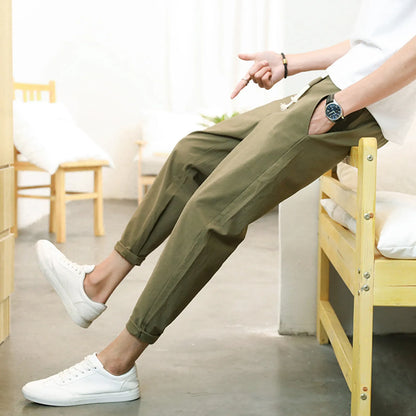 Men'S Solid Color Casual Trousers