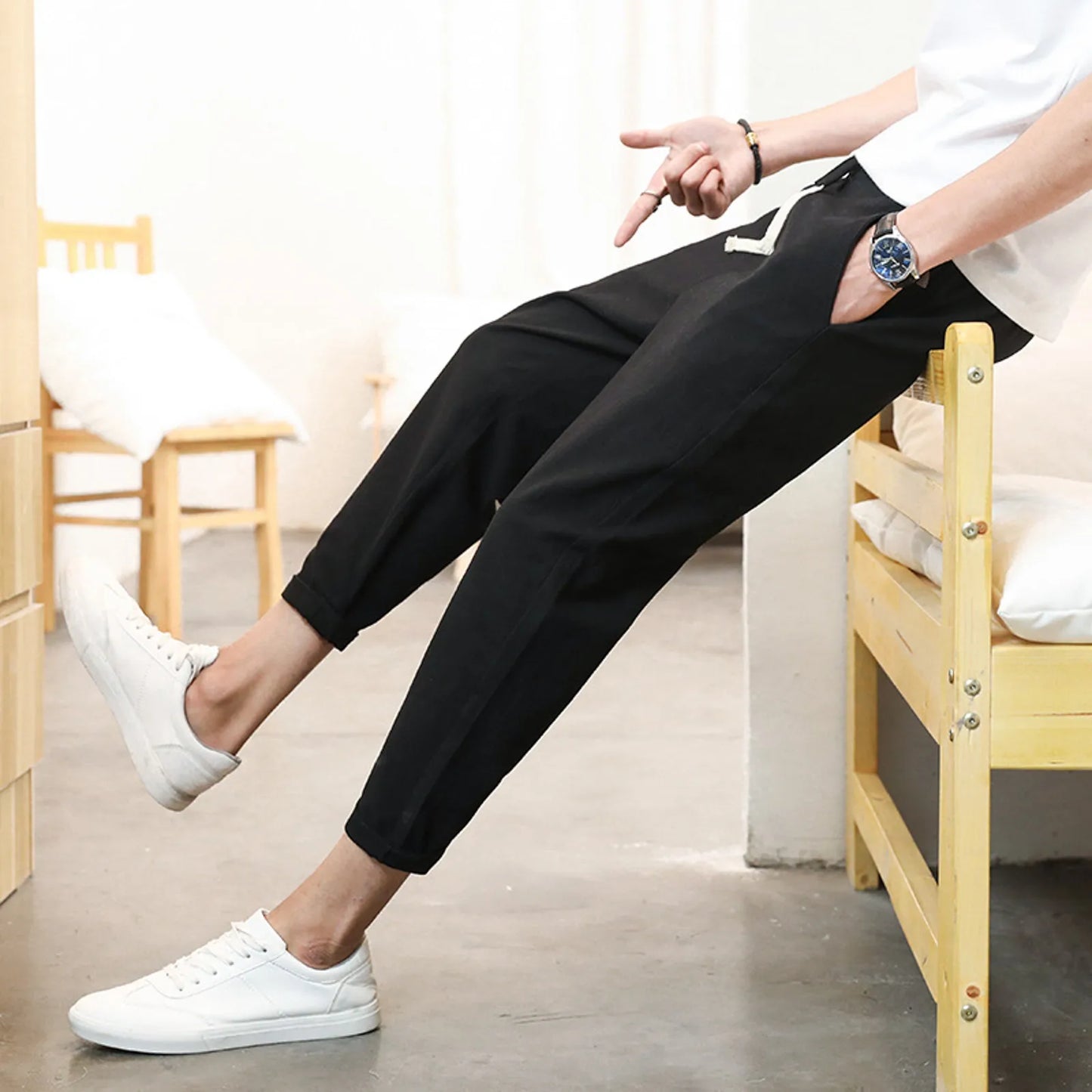 Men'S Solid Color Casual Trousers