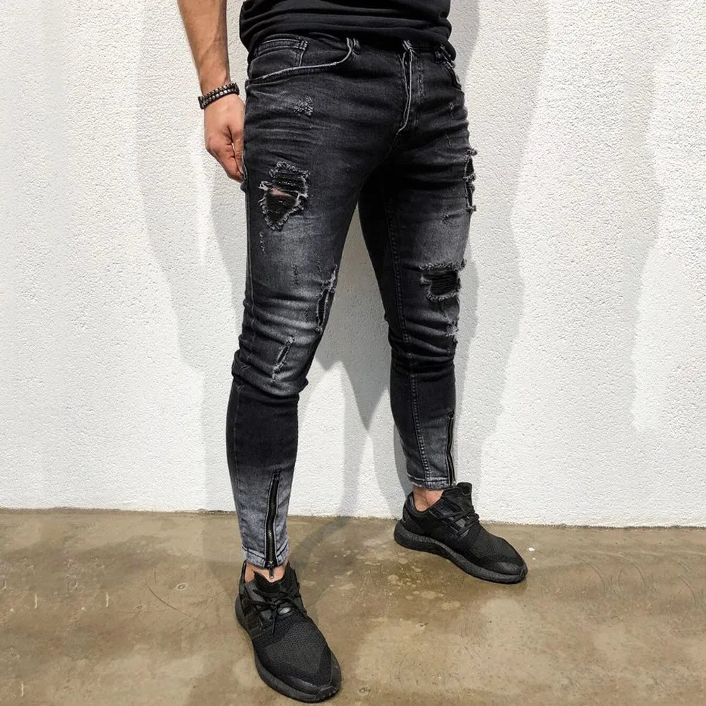 Trendy Men's Street All-match Jeans Hot Mens Skinny Stretch Denim Pants